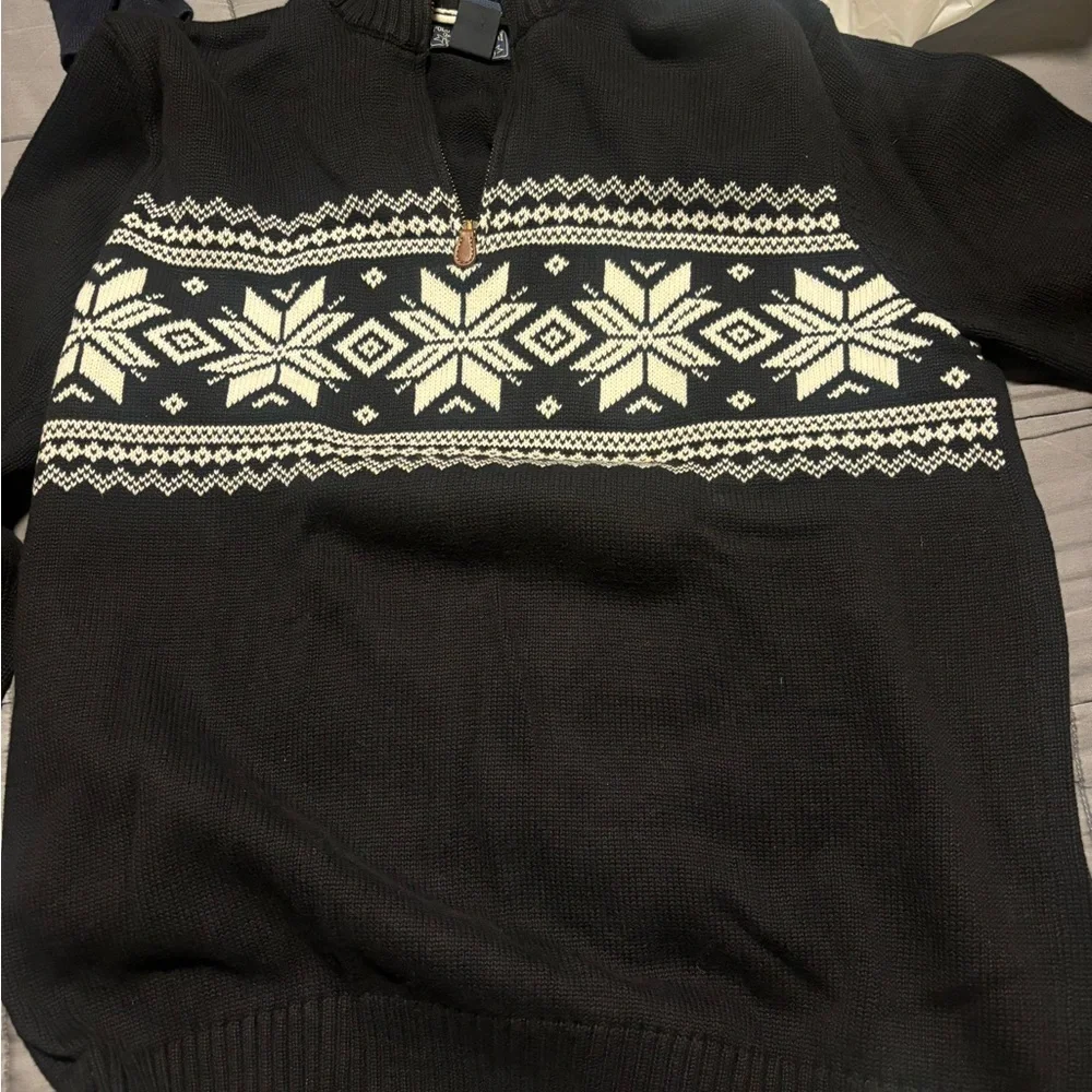 Ralph Lauren Black and Cream Zip Up Sweater - Picture 1 of 2